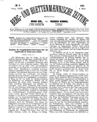 Berg- und hüttenmännische Zeitung Freitag 4. März 1870