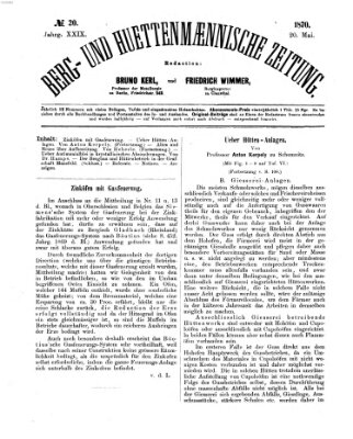 Berg- und hüttenmännische Zeitung Freitag 20. Mai 1870