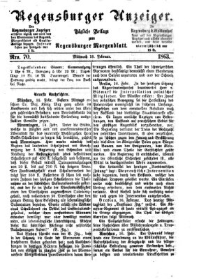 Regensburger Anzeiger Mittwoch 18. Februar 1863