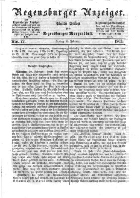 Regensburger Anzeiger Freitag 20. Februar 1863