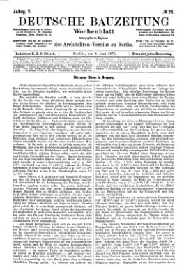 Deutsche Bauzeitung 〈Berlin〉 Donnerstag 8. Juni 1871