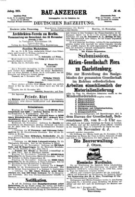 Bau-Anzeiger Donnerstag 16. November 1871