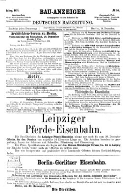 Bau-Anzeiger Donnerstag 14. Dezember 1871