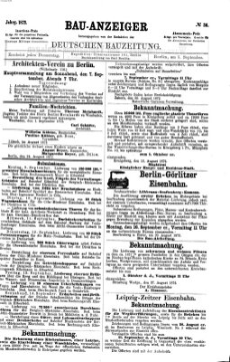 Bau-Anzeiger Donnerstag 5. September 1872