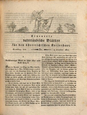 Erneuerte vaterländische Blätter für den österreichischen Kaiserstaat Samstag 4. Oktober 1817