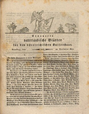 Erneuerte vaterländische Blätter für den österreichischen Kaiserstaat Samstag 20. Dezember 1817