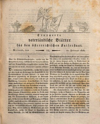 Erneuerte vaterländische Blätter für den österreichischen Kaiserstaat Mittwoch 11. Februar 1818