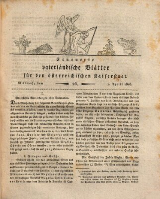 Erneuerte vaterländische Blätter für den österreichischen Kaiserstaat Mittwoch 1. April 1818