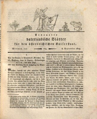 Erneuerte vaterländische Blätter für den österreichischen Kaiserstaat Mittwoch 8. September 1819