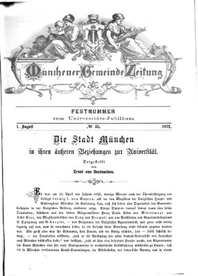Münchener Gemeinde-Zeitung Donnerstag 1. August 1872
