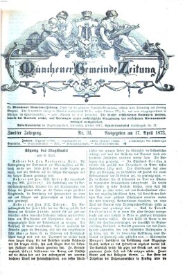 Münchener Gemeinde-Zeitung Donnerstag 17. April 1873