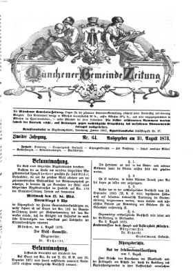Münchener Gemeinde-Zeitung Sonntag 10. August 1873