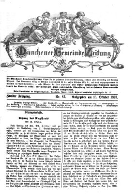 Münchener Gemeinde-Zeitung Donnerstag 16. Oktober 1873