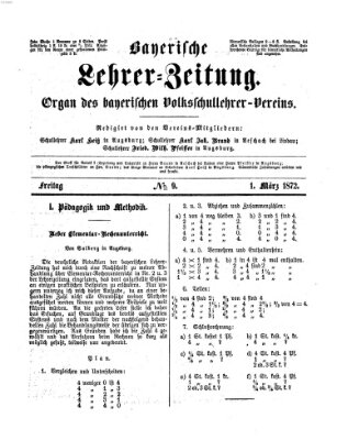 Bayerische Lehrerzeitung Freitag 1. März 1872