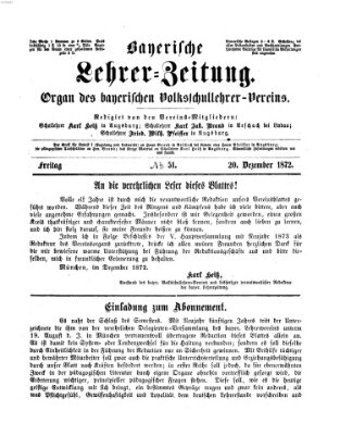 Bayerische Lehrerzeitung Freitag 20. Dezember 1872