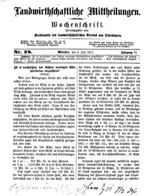 Landwirthschaftliche Mittheilungen Sonntag 9. Juli 1871