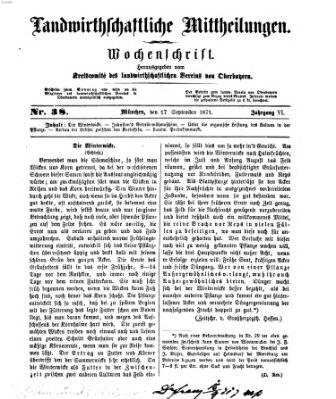 Landwirthschaftliche Mittheilungen Sonntag 17. September 1871