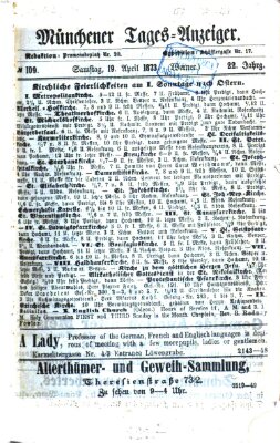 Münchener Tages-Anzeiger Samstag 19. April 1873