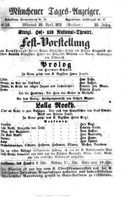 Münchener Tages-Anzeiger Mittwoch 30. April 1873