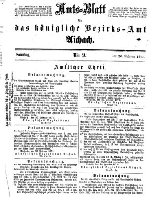 Amtsblatt für das Bezirksamt und Amtsgericht Aichach Sonntag 26. Februar 1871