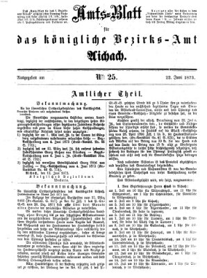 Amtsblatt für das Bezirksamt und Amtsgericht Aichach Sonntag 22. Juni 1873