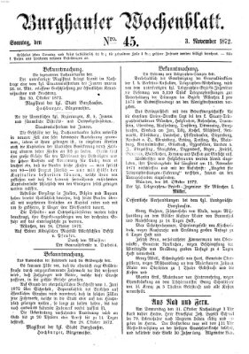 Burghauser Wochenblatt Sonntag 3. November 1872