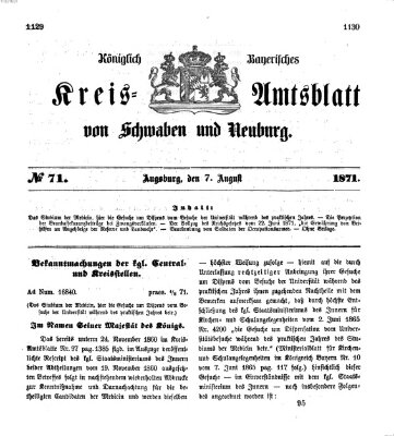 Königlich Bayerisches Kreis-Amtsblatt von Schwaben und Neuburg Montag 7. August 1871