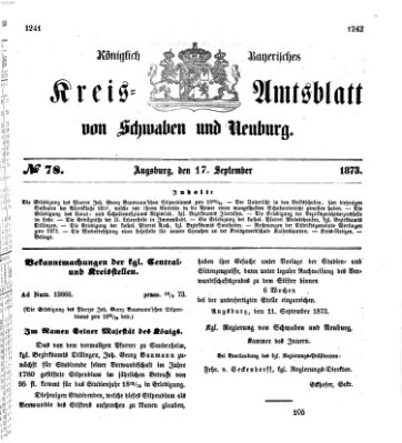 Königlich Bayerisches Kreis-Amtsblatt von Schwaben und Neuburg Mittwoch 17. September 1873