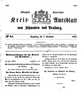 Königlich Bayerisches Kreis-Amtsblatt von Schwaben und Neuburg Mittwoch 5. November 1873