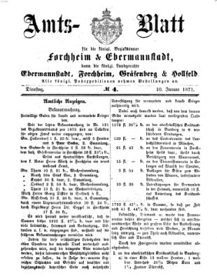Amtsblatt für die Königlichen Bezirksämter Forchheim und Ebermannstadt sowie für die Königliche Stadt Forchheim Dienstag 10. Januar 1871
