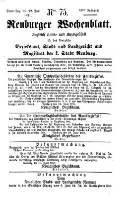 Neuburger Wochenblatt Donnerstag 22. Juni 1871