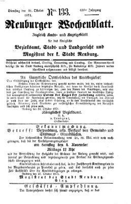 Neuburger Wochenblatt Dienstag 31. Oktober 1871