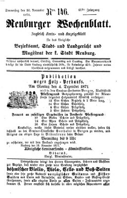 Neuburger Wochenblatt Donnerstag 30. November 1871