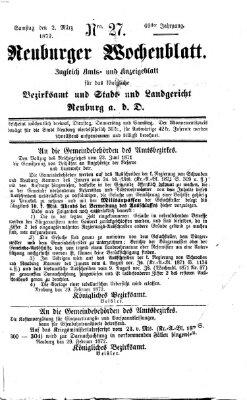 Neuburger Wochenblatt Samstag 2. März 1872