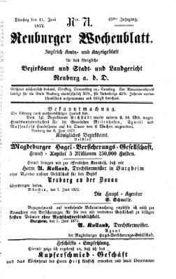 Neuburger Wochenblatt Dienstag 11. Juni 1872