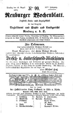 Neuburger Wochenblatt Dienstag 13. August 1872