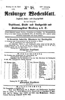 Neuburger Wochenblatt Sonntag 20. April 1873
