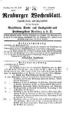 Neuburger Wochenblatt Dienstag 24. Juni 1873
