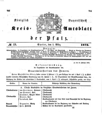 Königlich-bayerisches Kreis-Amtsblatt der Pfalz (Königlich bayerisches Amts- und Intelligenzblatt für die Pfalz) Freitag 1. März 1872