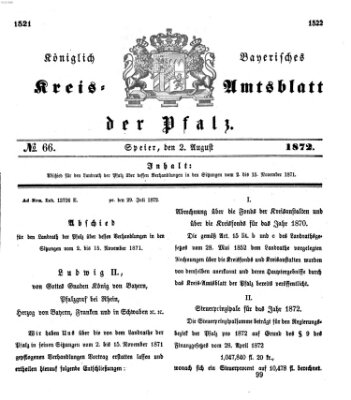 Königlich-bayerisches Kreis-Amtsblatt der Pfalz (Königlich bayerisches Amts- und Intelligenzblatt für die Pfalz) Freitag 2. August 1872
