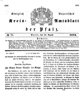 Königlich-bayerisches Kreis-Amtsblatt der Pfalz (Königlich bayerisches Amts- und Intelligenzblatt für die Pfalz) Freitag 23. August 1872
