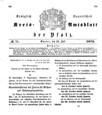 Königlich-bayerisches Kreis-Amtsblatt der Pfalz (Königlich bayerisches Amts- und Intelligenzblatt für die Pfalz) Donnerstag 24. Juli 1873
