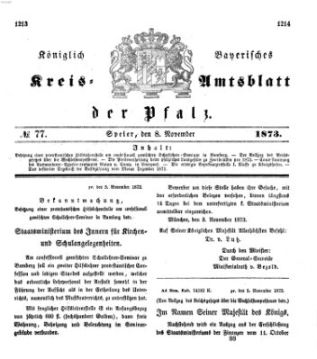 Königlich-bayerisches Kreis-Amtsblatt der Pfalz (Königlich bayerisches Amts- und Intelligenzblatt für die Pfalz) Samstag 8. November 1873