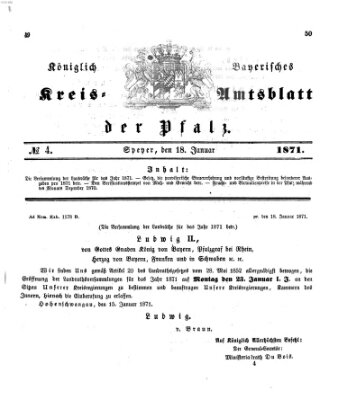 Königlich-bayerisches Kreis-Amtsblatt der Pfalz (Königlich bayerisches Amts- und Intelligenzblatt für die Pfalz) Mittwoch 18. Januar 1871