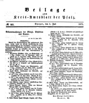 Königlich-bayerisches Kreis-Amtsblatt der Pfalz (Königlich bayerisches Amts- und Intelligenzblatt für die Pfalz) Samstag 1. Juli 1871