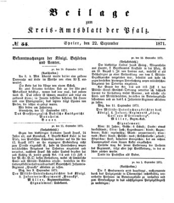 Königlich-bayerisches Kreis-Amtsblatt der Pfalz (Königlich bayerisches Amts- und Intelligenzblatt für die Pfalz) Freitag 22. September 1871