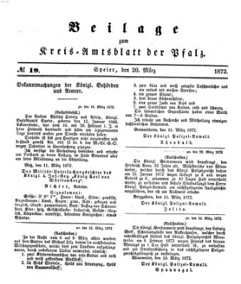 Königlich-bayerisches Kreis-Amtsblatt der Pfalz (Königlich bayerisches Amts- und Intelligenzblatt für die Pfalz) Mittwoch 20. März 1872