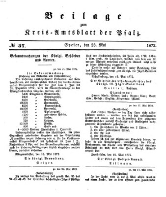 Königlich-bayerisches Kreis-Amtsblatt der Pfalz (Königlich bayerisches Amts- und Intelligenzblatt für die Pfalz) Donnerstag 23. Mai 1872