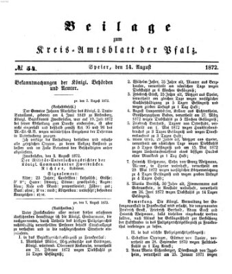 Königlich-bayerisches Kreis-Amtsblatt der Pfalz (Königlich bayerisches Amts- und Intelligenzblatt für die Pfalz) Mittwoch 14. August 1872