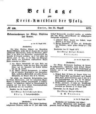Königlich-bayerisches Kreis-Amtsblatt der Pfalz (Königlich bayerisches Amts- und Intelligenzblatt für die Pfalz) Samstag 31. August 1872